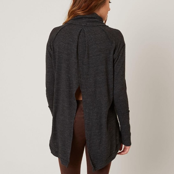 Free People Tops - Free People Split Back Turtleneck Grey Small